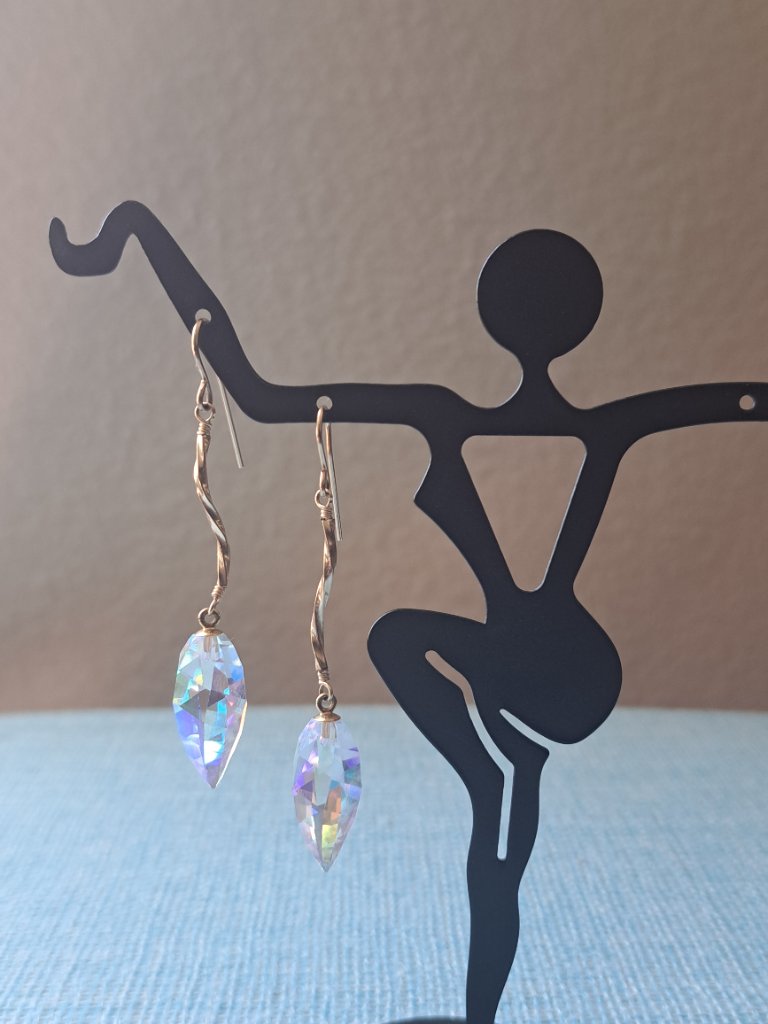 Swarovski Ab Crystal Drop Earrings | 14k Gold Filled | Iridescent Dangle